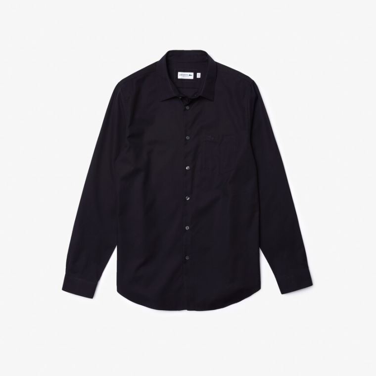 Lacoste Regular Fit Pamuklu Poplin Shirt Lacivert Mavi | XeqnidU9