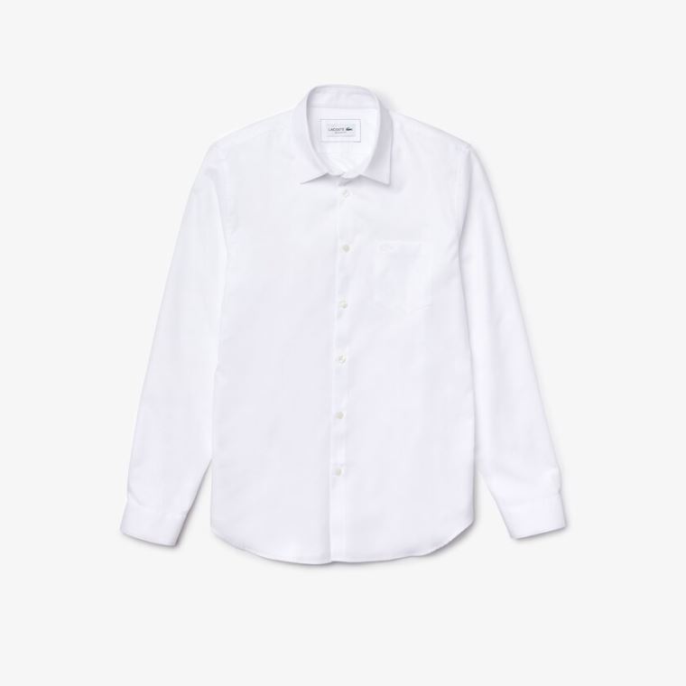 Lacoste Regular Fit Pamuklu Poplin Shirt Beyaz | wH9bJEFJ