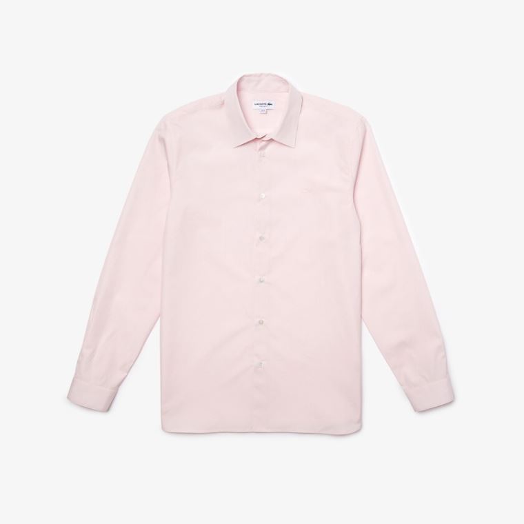 Lacoste Regular Fit Premium Pamuklu Poplin Shirt Açık Pembe | 3WMo34iT