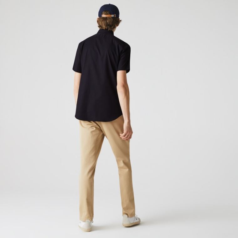 Lacoste Regular Fit Textured Pamuklu Poplin Shirt Lacivert Mavi | Wy2v0zXo