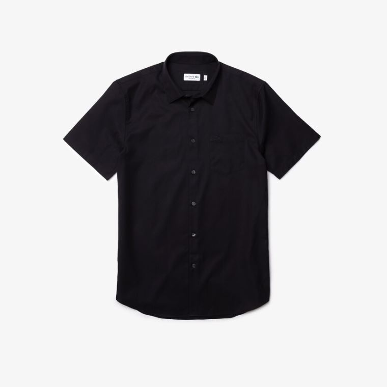 Lacoste Regular Fit Textured Pamuklu Poplin Shirt Lacivert Mavi | Wy2v0zXo