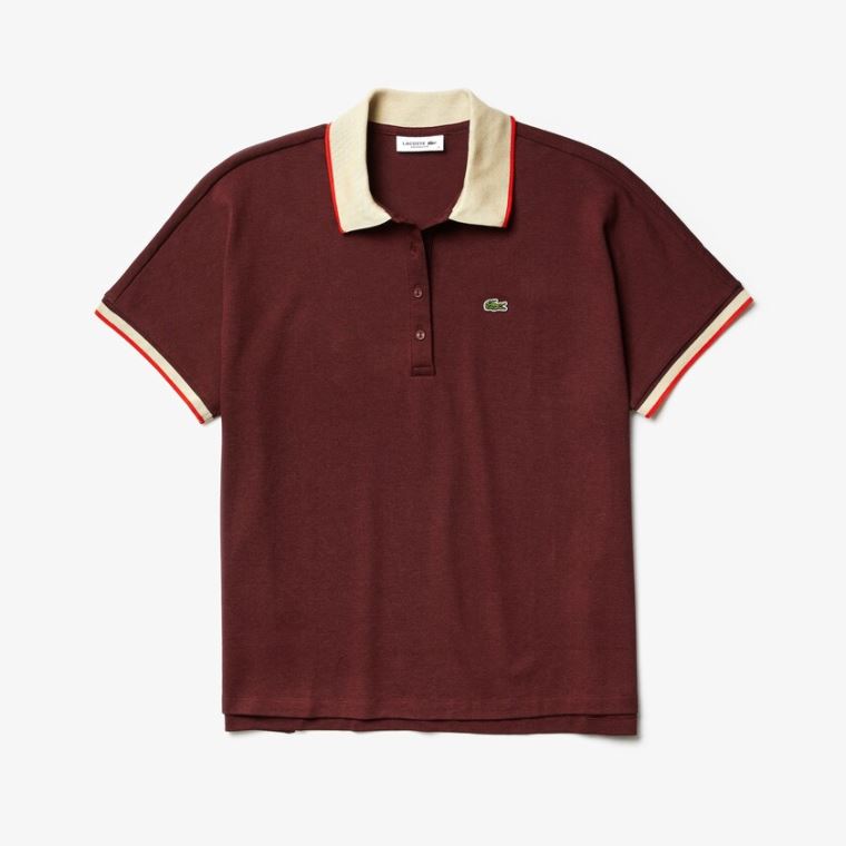 Lacoste Relaxed Fit Pamuklu Polo Koyu Kırmızı Bej Rengi Kırmızı | oLc0lkfR