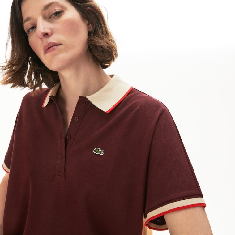 Lacoste Relaxed Fit Pamuklu Polo Koyu Kırmızı Bej Rengi Kırmızı | oLc0lkfR