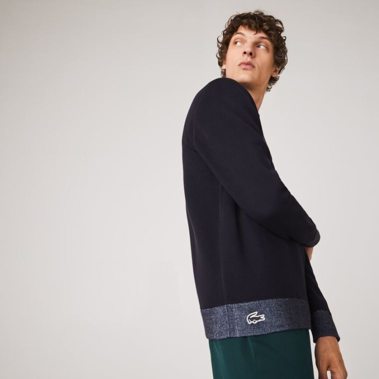 Lacoste Reversible Crew Neck Contrast Kazak Lacivert Mavi Mavi | lIN8wJML