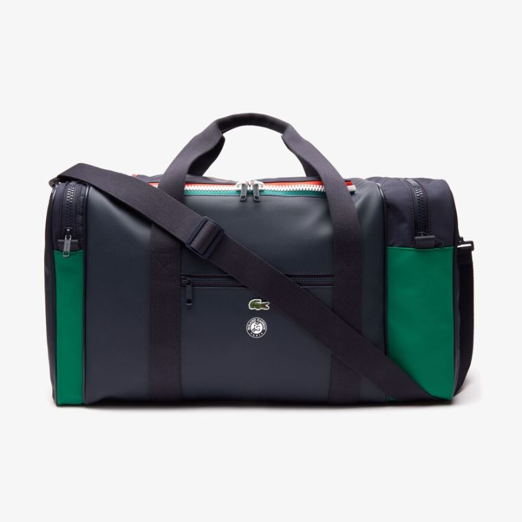 Lacoste Roland Garros Two-Tone Naylon Zippered Sports Bag Lacivert Yeşil | k9x3TZyz