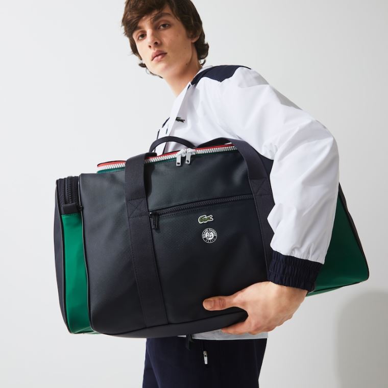 Lacoste Roland Garros Two-Tone Naylon Zippered Sports Bag Lacivert Yeşil | k9x3TZyz