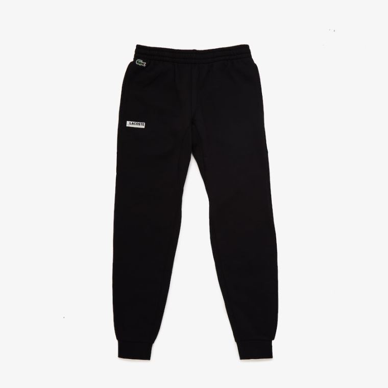 Lacoste SPORT Badge Fleece Jogging Pants Siyah Gri | etMi8DDT