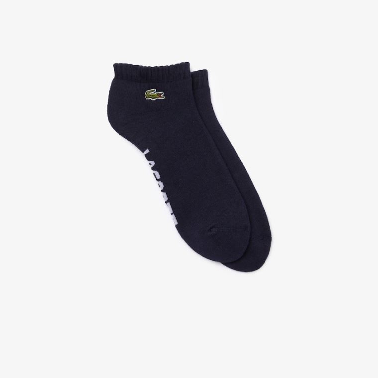 Lacoste SPORT Branded Low-Cut Pamuklu Socks Lacivert Mavi Beyaz | Ts92UfQs