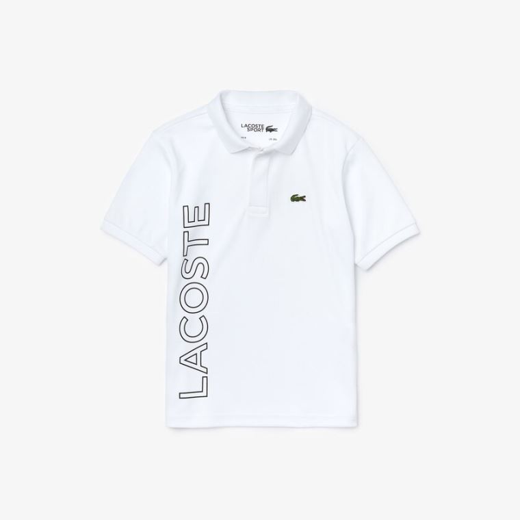 Lacoste SPORT Branded Nefes Alabilir Piqué Polo Shirt Beyaz Lacivert Mavi | quuLBAxw