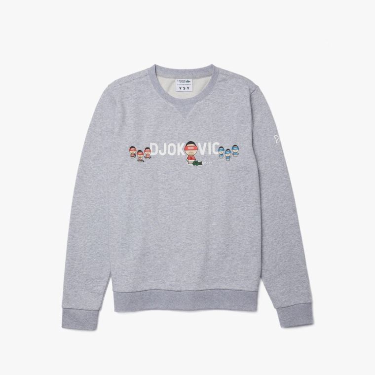 Lacoste SPORT Collab Youssef SY In Fleece Sweatshirt Gri Beyaz | lc8CgbVW