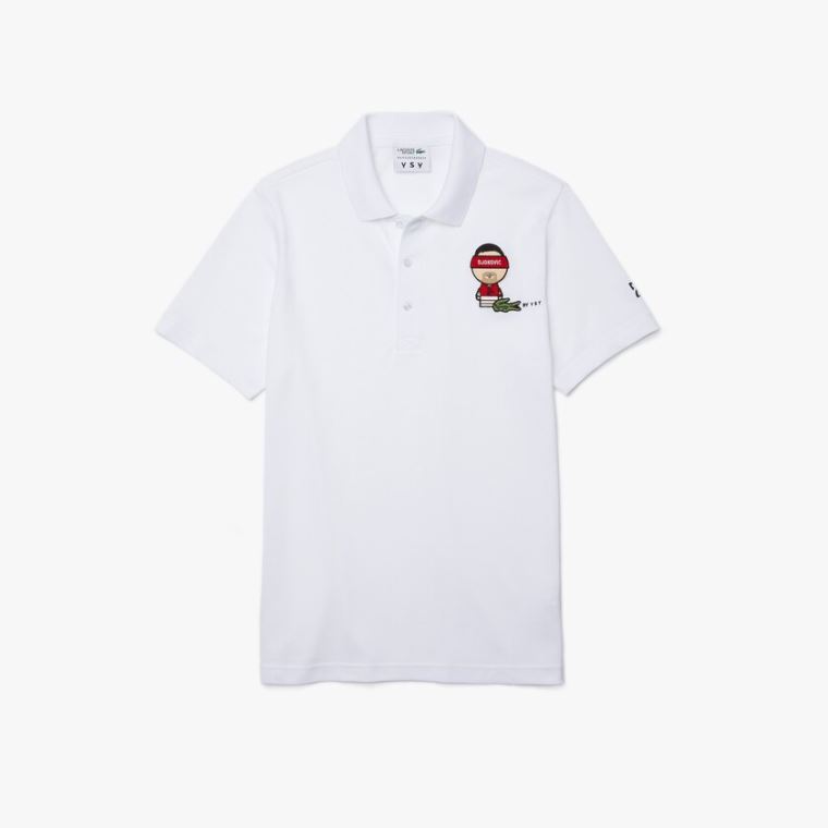 Lacoste SPORT Collab Youssef SY Pamuklu Piqué Polo Shirt Beyaz Lacivert Mavi | RKGoKnD4