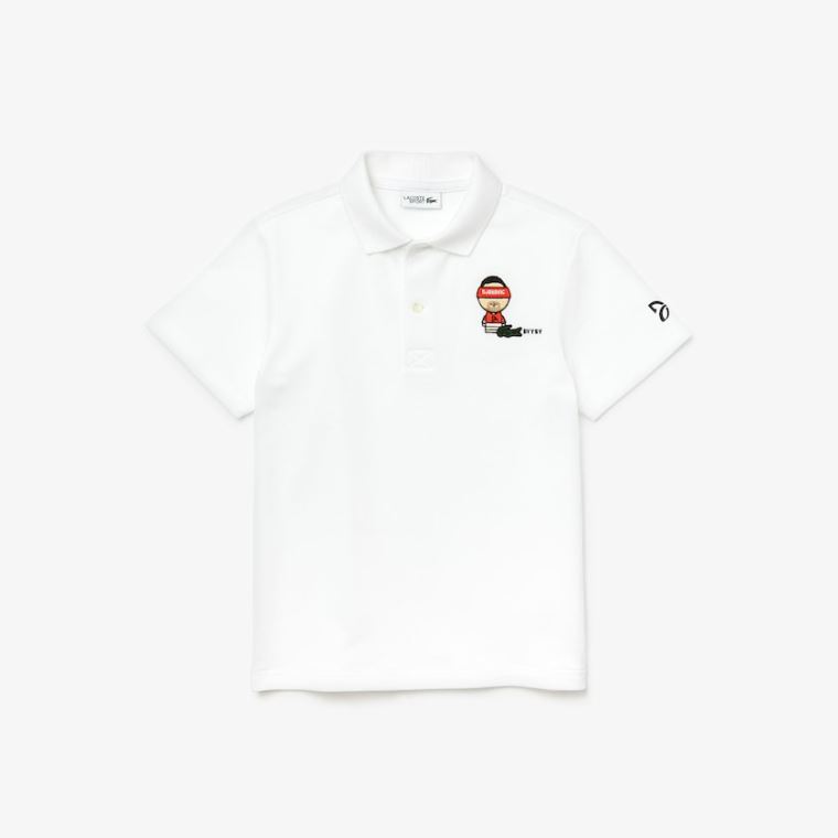 Lacoste SPORT Collab Youssef Sy Embroidered Piqué Polo Beyaz Lacivert Mavi | y0IMwPzR