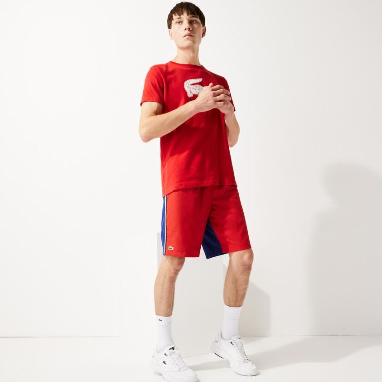 Lacoste SPORT Contrast Band Two-Tone Hafif Shorts Kırmızı Mavi | VnfMCoRf