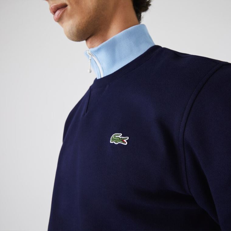 Lacoste SPORT Crew Neck Fleece Sweatshirt Lacivert Mavi | oD79mDrk