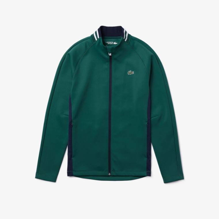 Lacoste SPORT Ergonomic Stretch Zip Golf Sweatshirt Yeşil Lacivert Mavi Beyaz | d9LTJsLS