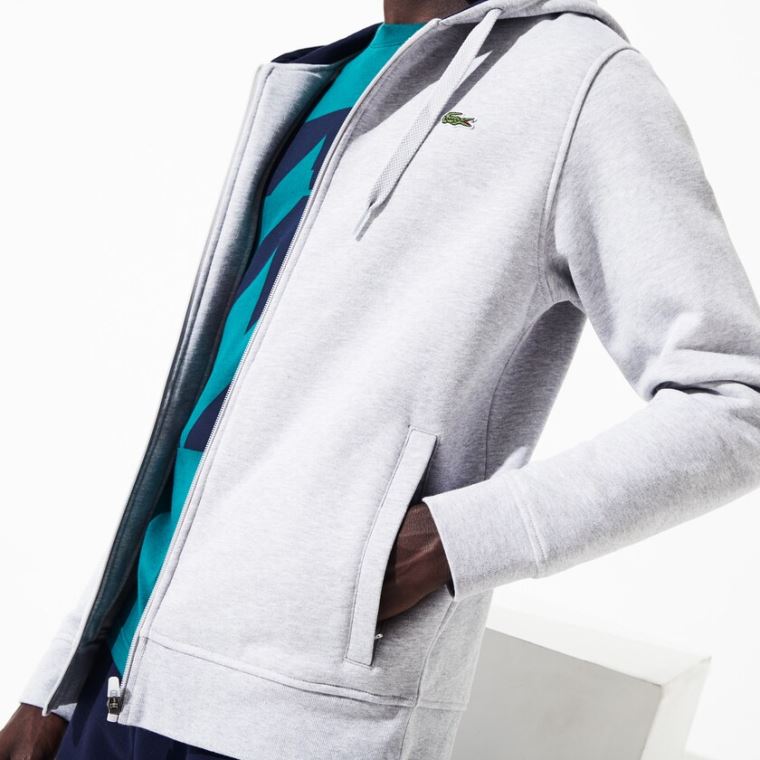 Lacoste SPORT Full-Zip Fleece Hoodie Gri Lacivert Mavi | HWoNFr6P