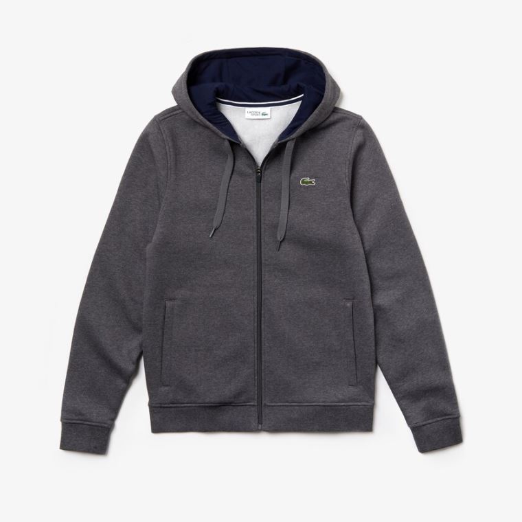 Lacoste SPORT Full-Zip Fleece Hoodie Gri Lacivert Mavi | S0qRPzfo