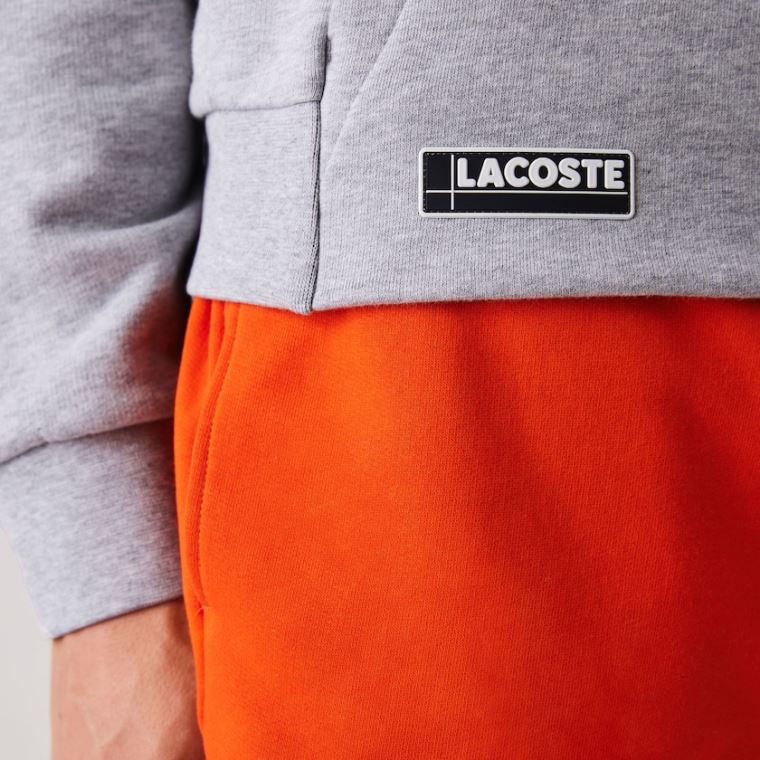 Lacoste SPORT Kukuletalı Contrast Fleece Sweatshirt Gri Kırmızı | 5WqhMz4F