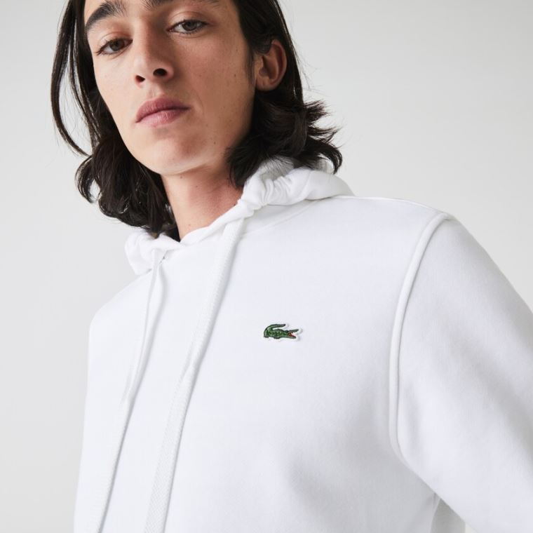 Lacoste SPORT Kukuletalı Fleece Sweatshirt Beyaz | OdGJy465