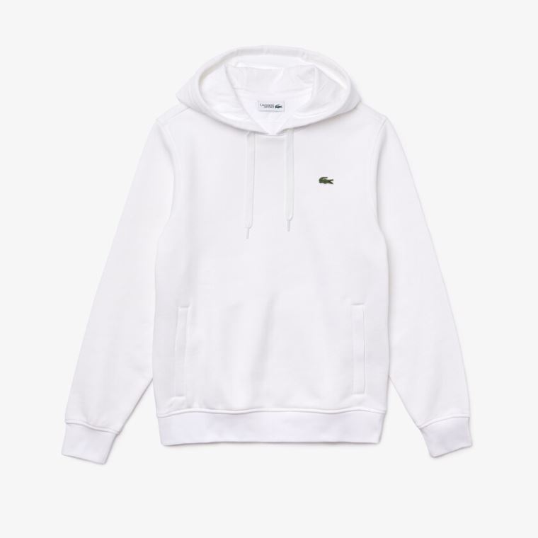 Lacoste SPORT Kukuletalı Fleece Sweatshirt Beyaz | OdGJy465