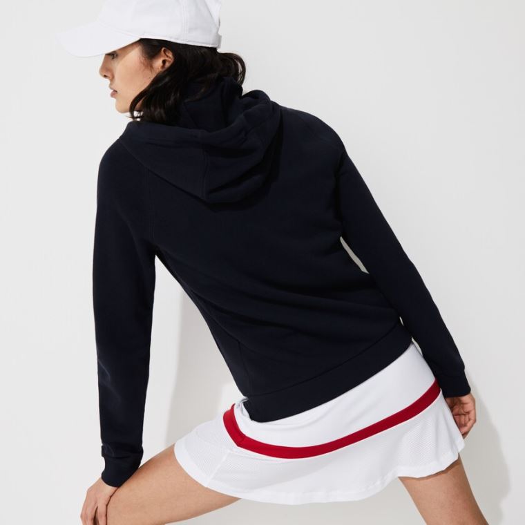 Lacoste SPORT Kukuletalı Fleece Zip Tenis Sweatshirt Lacivert Mavi | u5d5LCvS