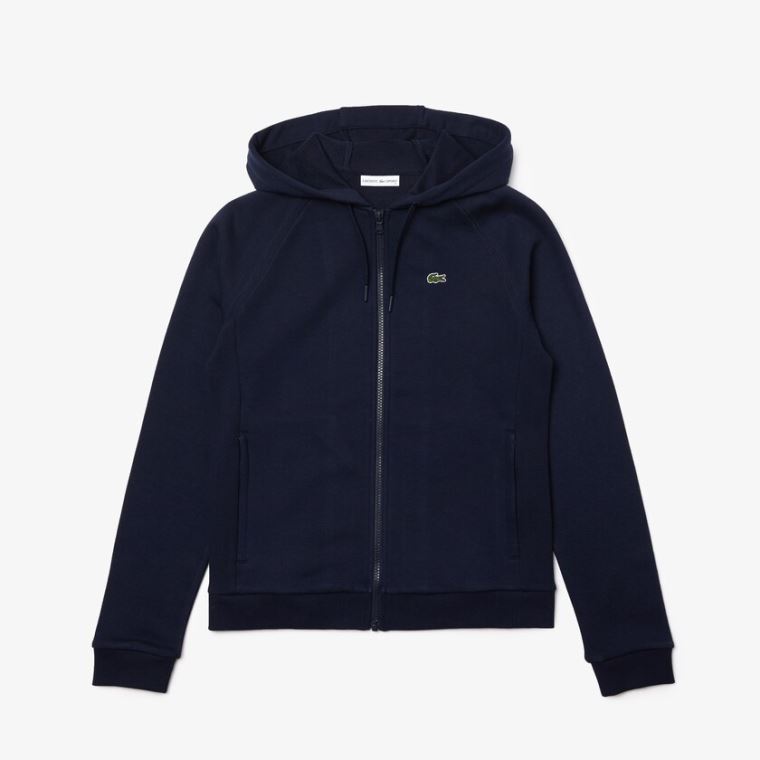 Lacoste SPORT Kukuletalı Fleece Zip Tenis Sweatshirt Lacivert Mavi | u5d5LCvS