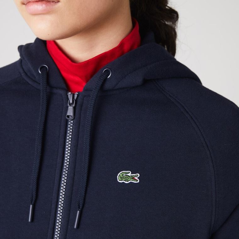 Lacoste SPORT Kukuletalı Fleece Zip Tenis Sweatshirt Lacivert Mavi | u5d5LCvS