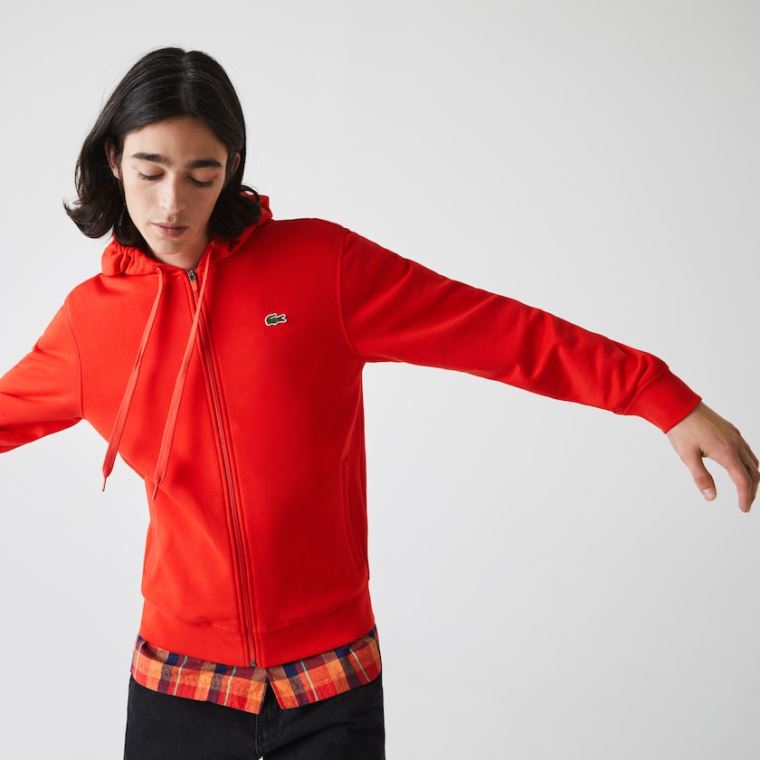 Lacoste SPORT Kukuletalı Hafif Bi-material Sweatshirt Kırmızı | kp364dtv