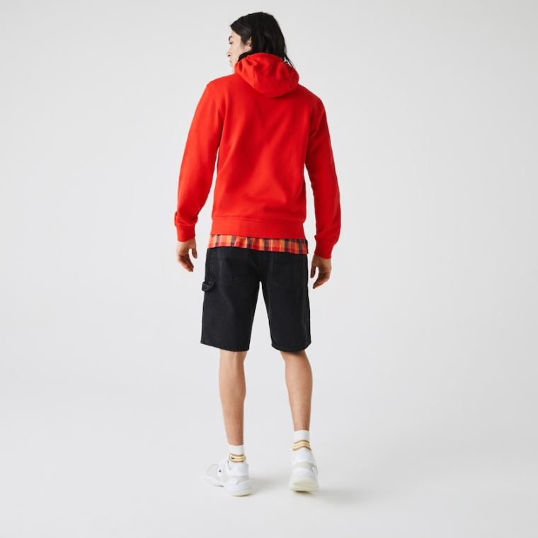 Lacoste SPORT Kukuletalı Hafif Bi-material Sweatshirt Kırmızı | kp364dtv