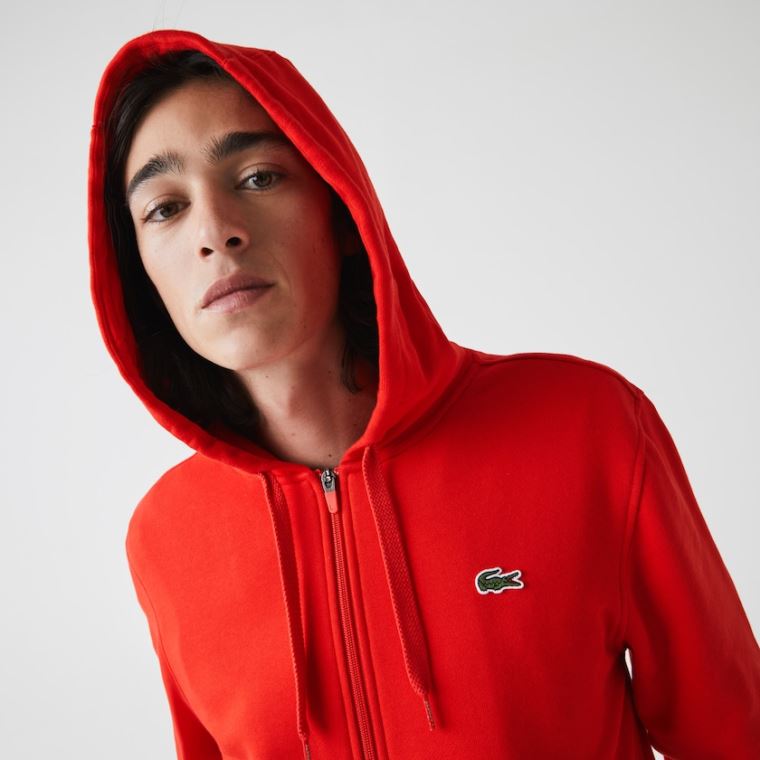 Lacoste SPORT Kukuletalı Hafif Bi-material Sweatshirt Kırmızı | kp364dtv