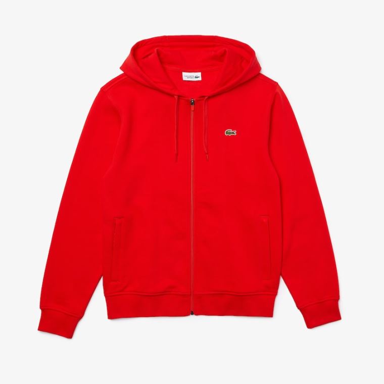 Lacoste SPORT Kukuletalı Hafif Bi-material Sweatshirt Kırmızı | kp364dtv