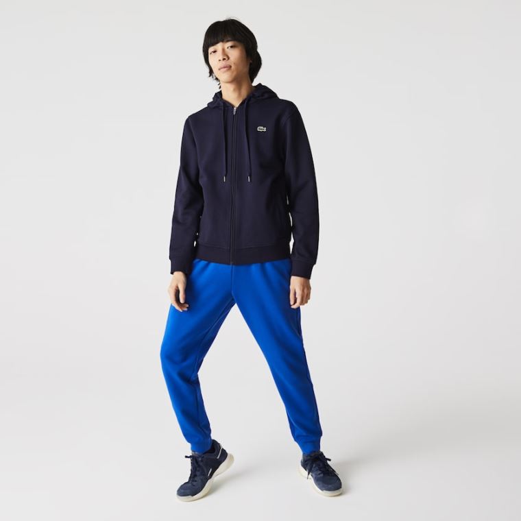 Lacoste SPORT Kukuletalı Hafif Bi-material Sweatshirt Lacivert Mavi | qNjcISJH