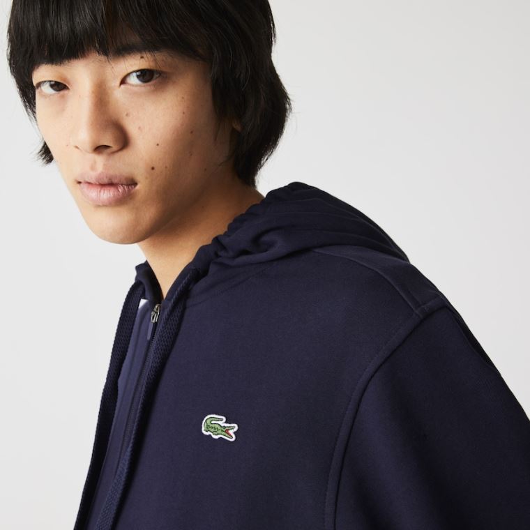 Lacoste SPORT Kukuletalı Hafif Bi-material Sweatshirt Lacivert Mavi | qNjcISJH