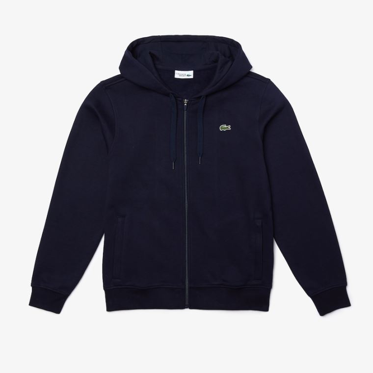 Lacoste SPORT Kukuletalı Hafif Bi-material Sweatshirt Lacivert Mavi | qNjcISJH