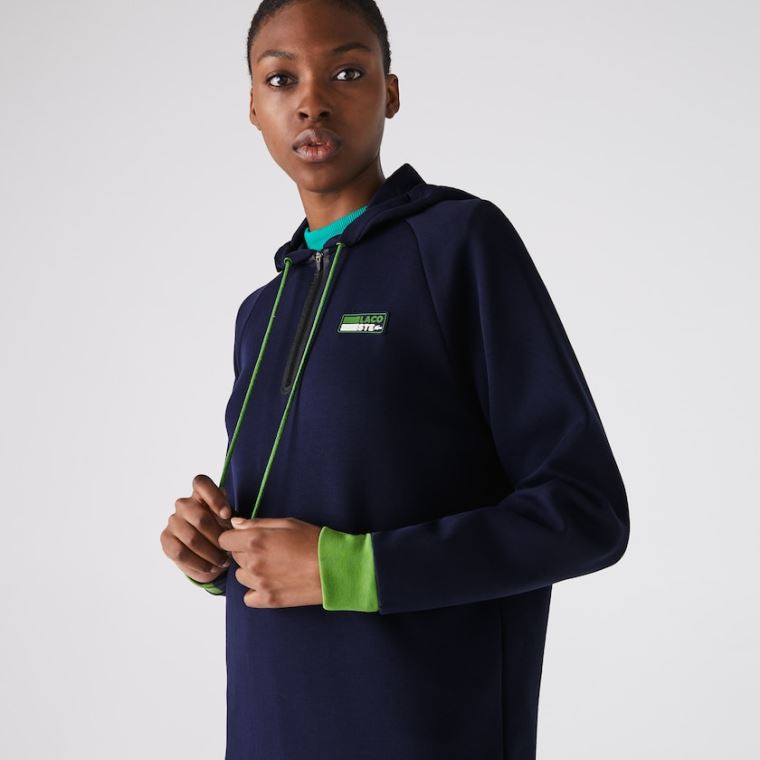 Lacoste SPORT Kukuletalı Pamuklu Blend Sweatshirt Elbise Lacivert Mavi Yeşil Siyah | qGuZxBuD