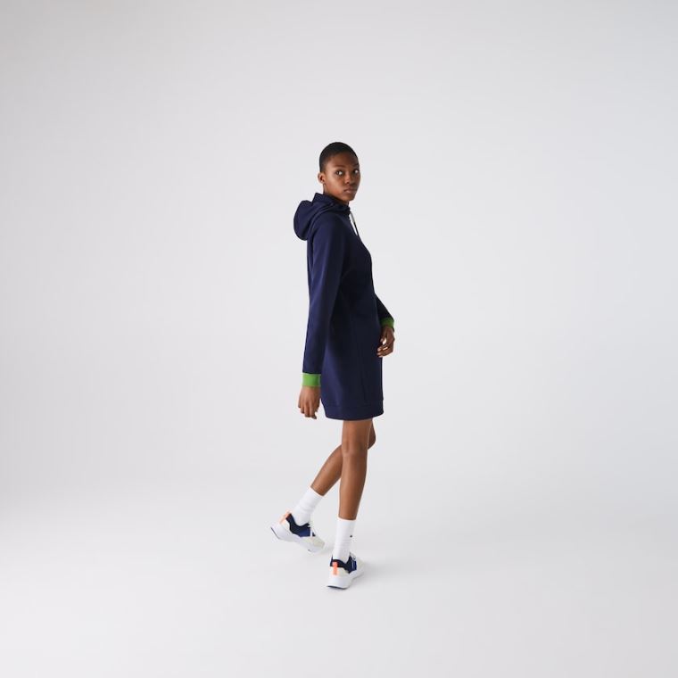 Lacoste SPORT Kukuletalı Pamuklu Blend Sweatshirt Elbise Lacivert Mavi Yeşil Siyah | qGuZxBuD