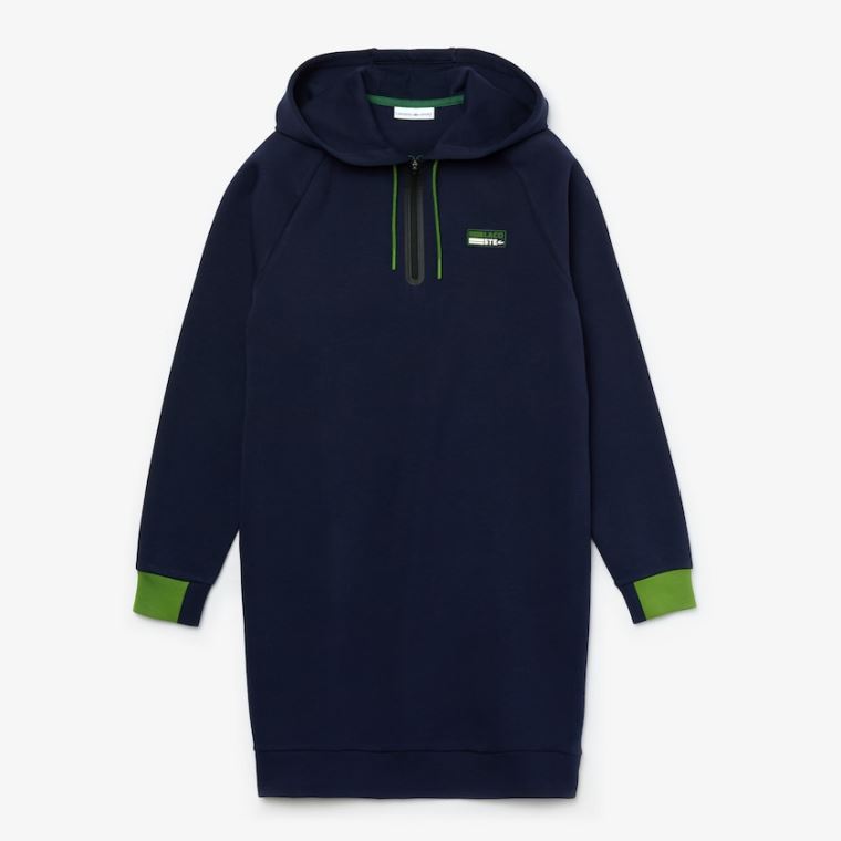 Lacoste SPORT Kukuletalı Pamuklu Blend Sweatshirt Elbise Lacivert Mavi Yeşil Siyah | qGuZxBuD