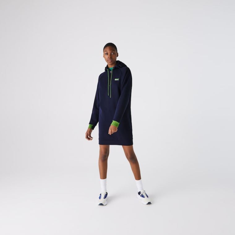 Lacoste SPORT Kukuletalı Pamuklu Blend Sweatshirt Elbise Lacivert Mavi Yeşil Siyah | qGuZxBuD