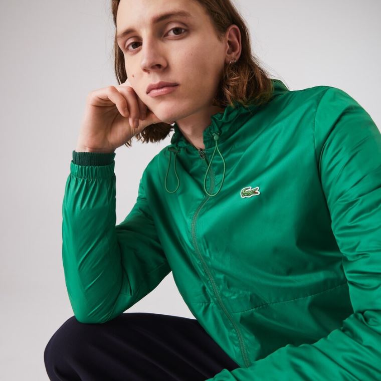 Lacoste SPORT Kukuletalı Su-Resistant Jacket Yeşil | 7WE68ooC