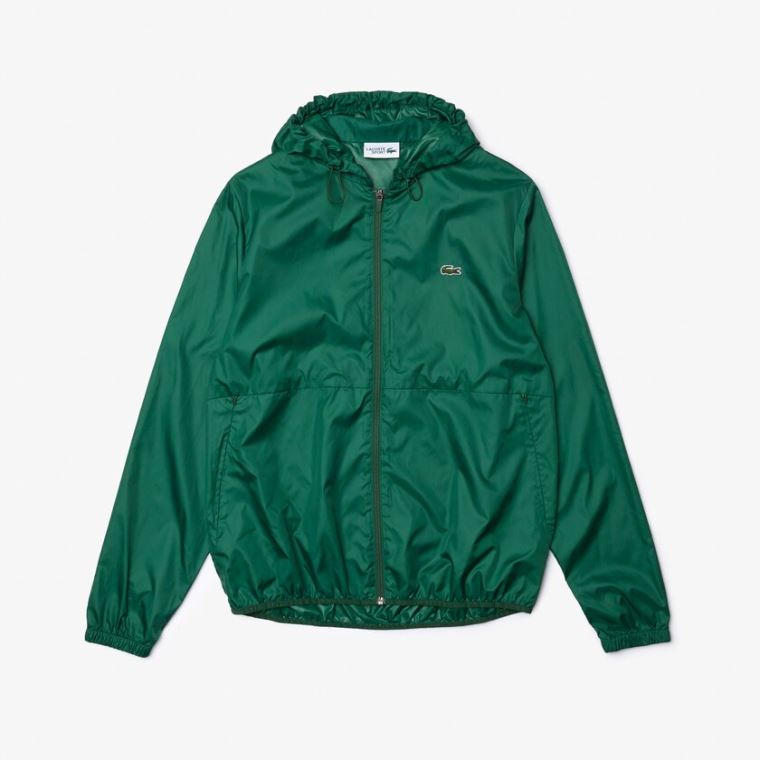 Lacoste SPORT Kukuletalı Su-Resistant Jacket Yeşil | 7WE68ooC