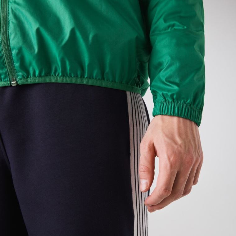 Lacoste SPORT Kukuletalı Su-Resistant Jacket Yeşil | 7WE68ooC