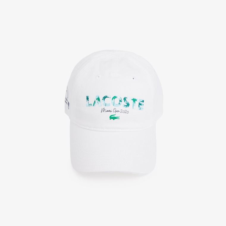 Lacoste SPORT Miami Open Print Pamuklu Cap Beyaz Lacivert Mavi | 2AKek6Ie