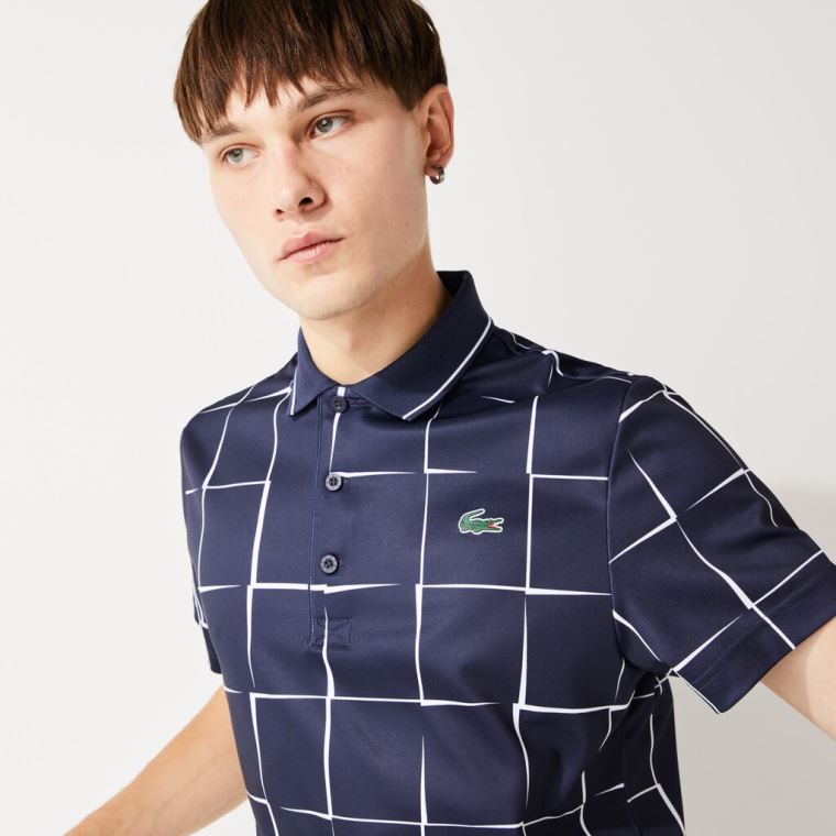 Lacoste SPORT Nefes Alabilir Print Piqué Tenis Polo Shirt Bej Rengi Kırmızı | CoI14vBj