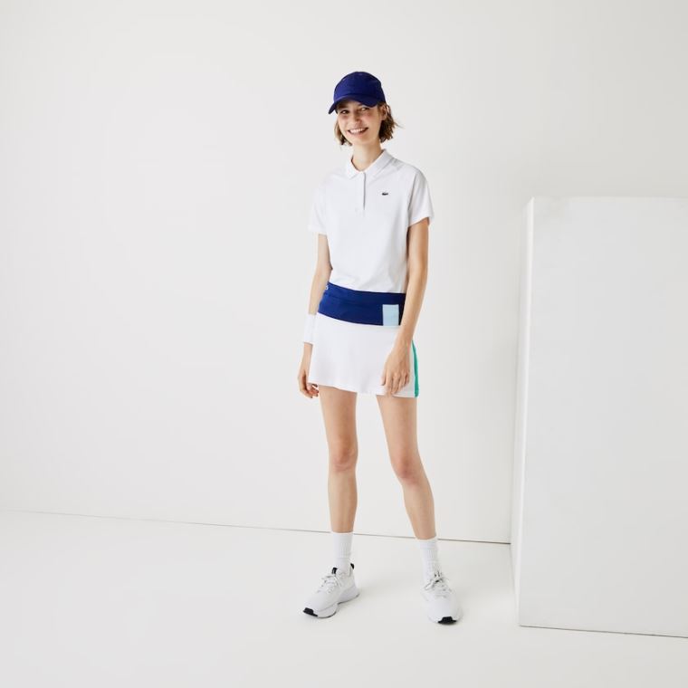 Lacoste SPORT Nefes Alabilir Stretch Tenis Skirt Mavi Beyaz Sarı Mavi Yeşil | REOwcKKe