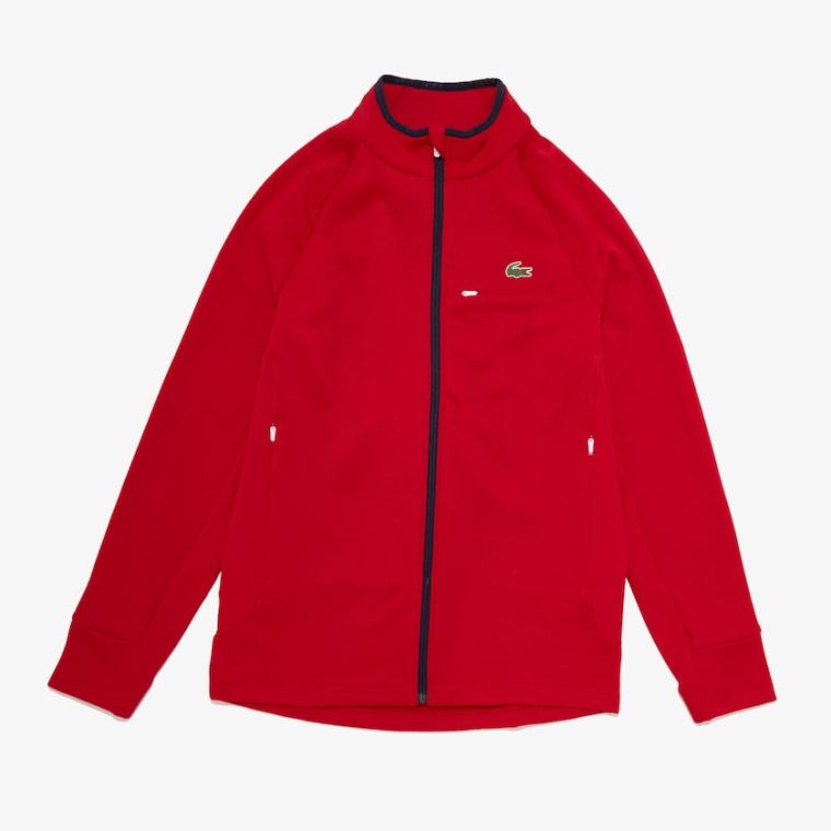 Lacoste SPORT Nefes Alabilir UV Protection Zip Sweatshirt Kırmızı Beyaz Lacivert Mavi | a37sOTzL