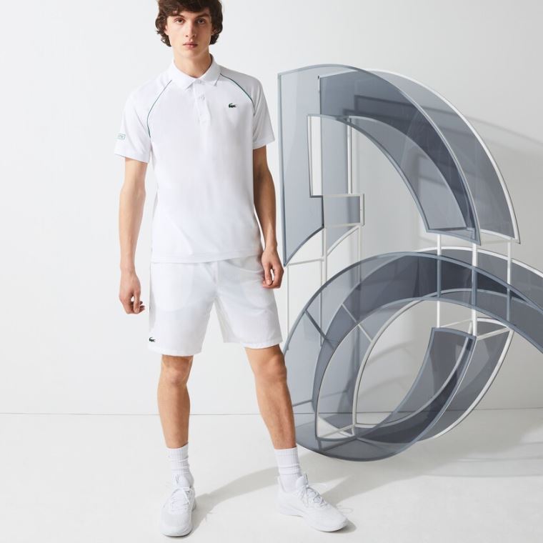 Lacoste SPORT Novak Djokovic Nefes Alabilir Ultra-Light Polo Shirt Beyaz Yeşil | CMfZtZ1U