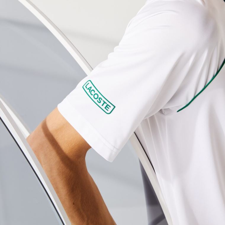 Lacoste SPORT Novak Djokovic Nefes Alabilir Ultra-Light Polo Shirt Beyaz Yeşil | CMfZtZ1U