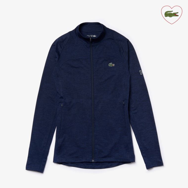 Lacoste SPORT Novak Djokovic Stretch Zippered Jacket Lacivert Mavi | BGqoLRuz