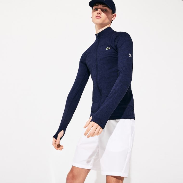 Lacoste SPORT Novak Djokovic Stretch Zippered Jacket Lacivert Mavi | BGqoLRuz