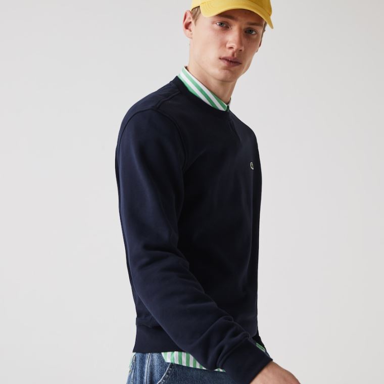 Lacoste SPORT Pamuklu Blend Fleece Sweatshirt Lacivert Mavi | RlhMH4Fd